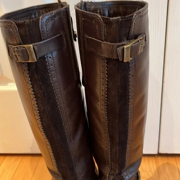 Fabianelli Italian Crafted Leather Knee High Heeled Boots Size 38 - Picture 5 of 11